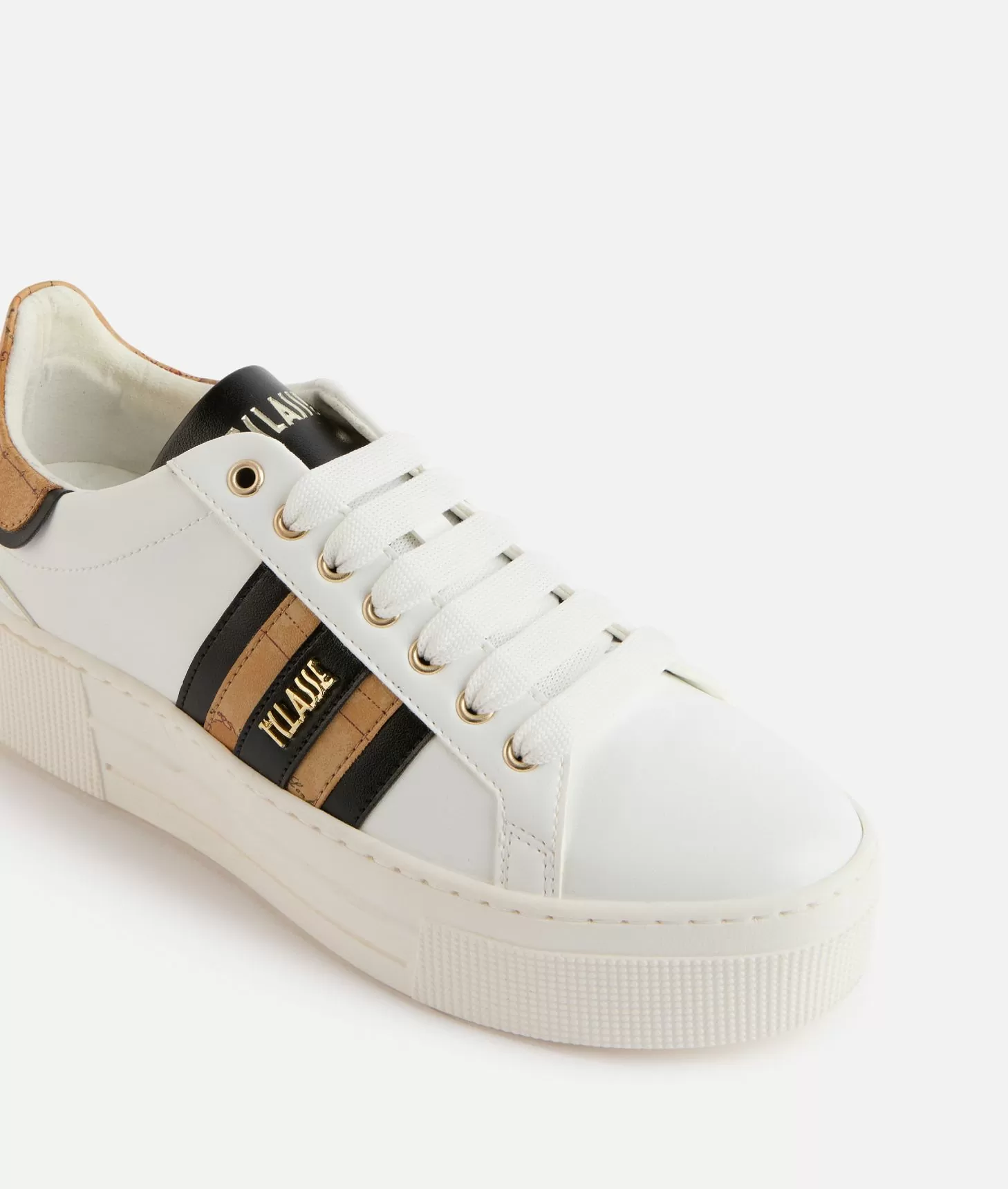 Alviero martini 1a classe Sneakers in eco nappa con bande laterali Bianche In vendita