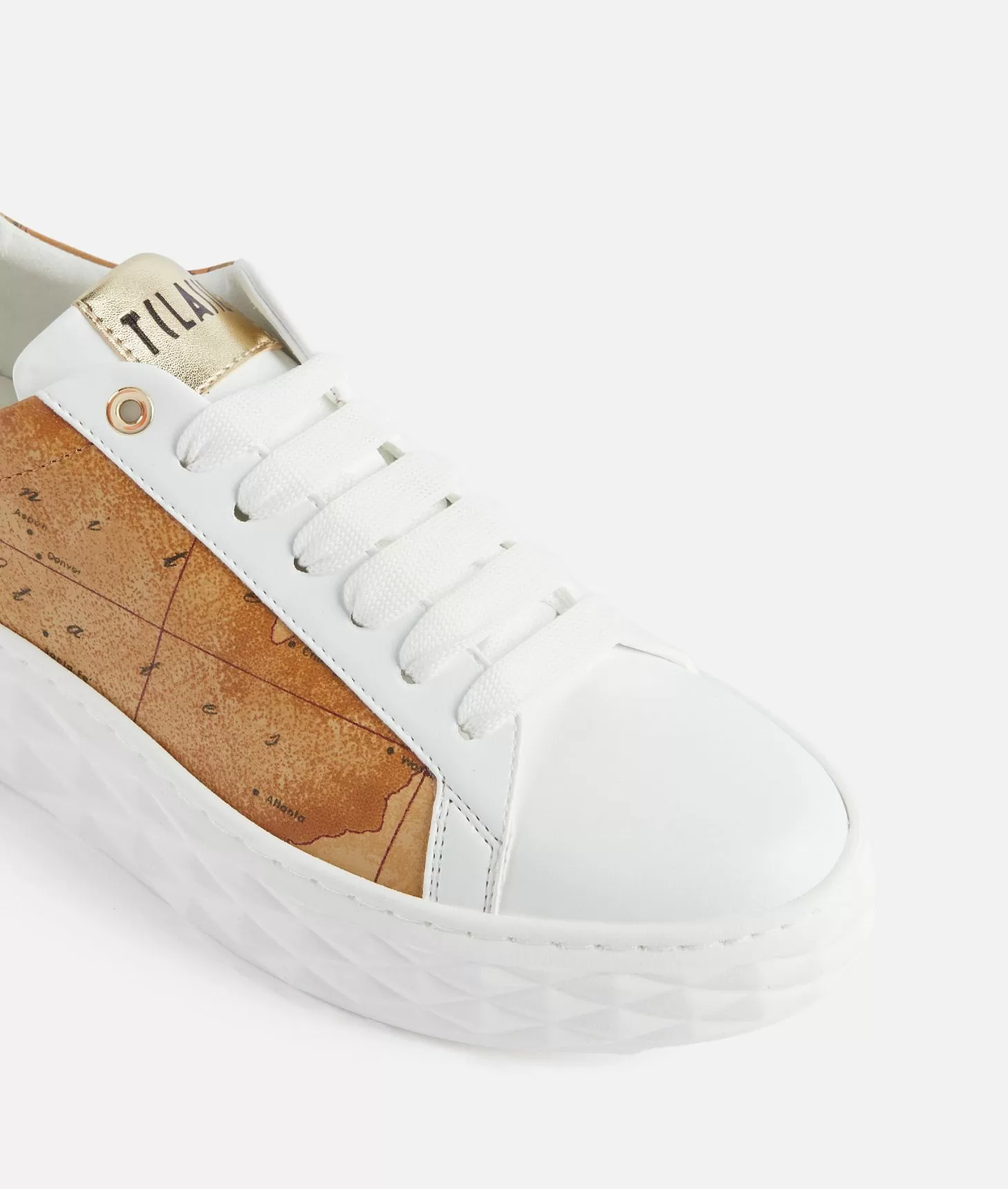 Alviero martini 1a classe Sneakers in eco nappa con lati Geo Classic Bianche Sconti questo mese
