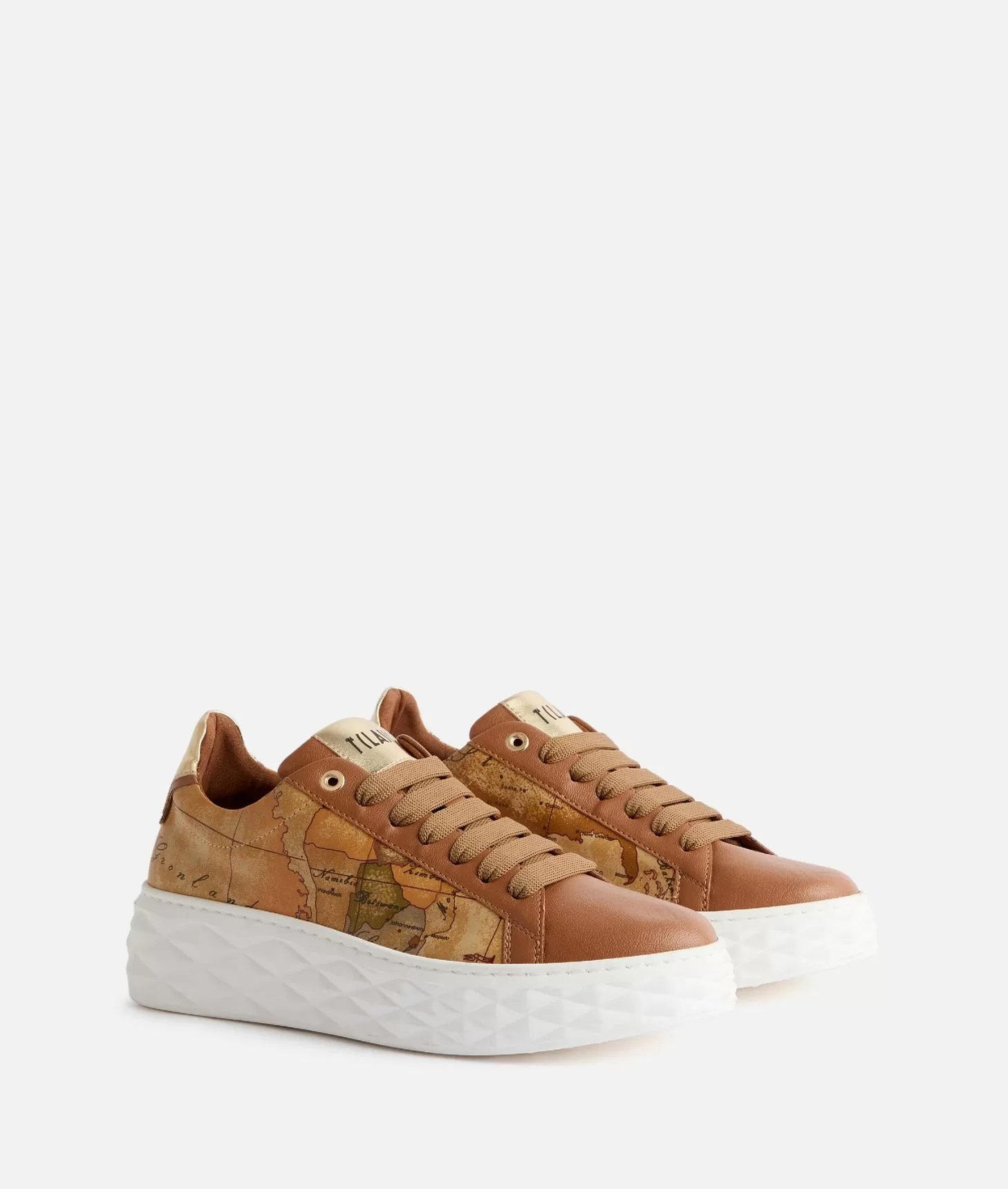 Alviero martini 1a classe Sneakers in eco nappa con lati Geo Classic Castagna 2025