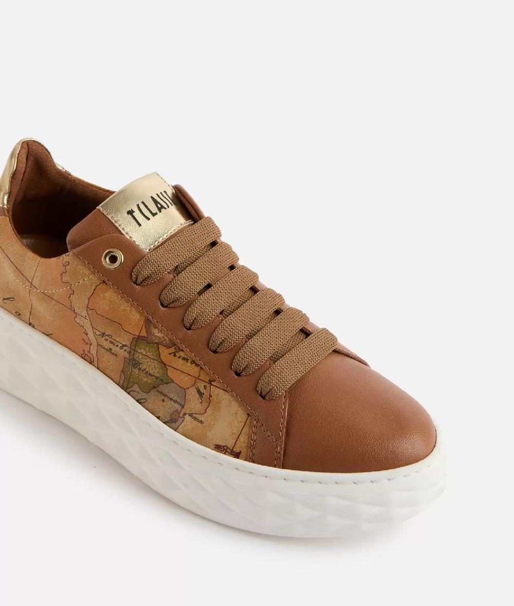 Alviero martini 1a classe Sneakers in eco nappa con lati Geo Classic Castagna 2025