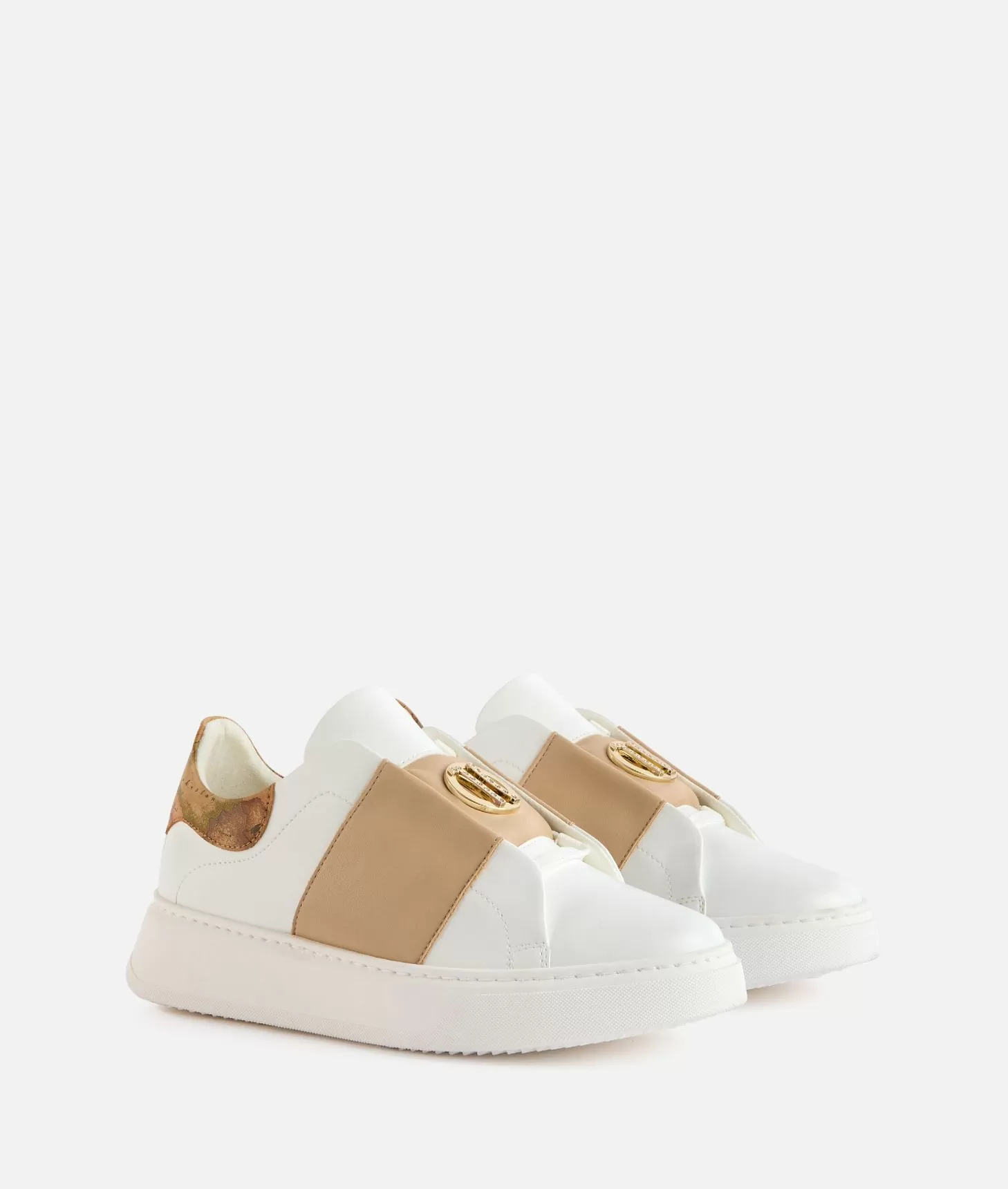 Alviero martini 1a classe Sneakers in eco nappa con logo 1C strass Bianche Italia