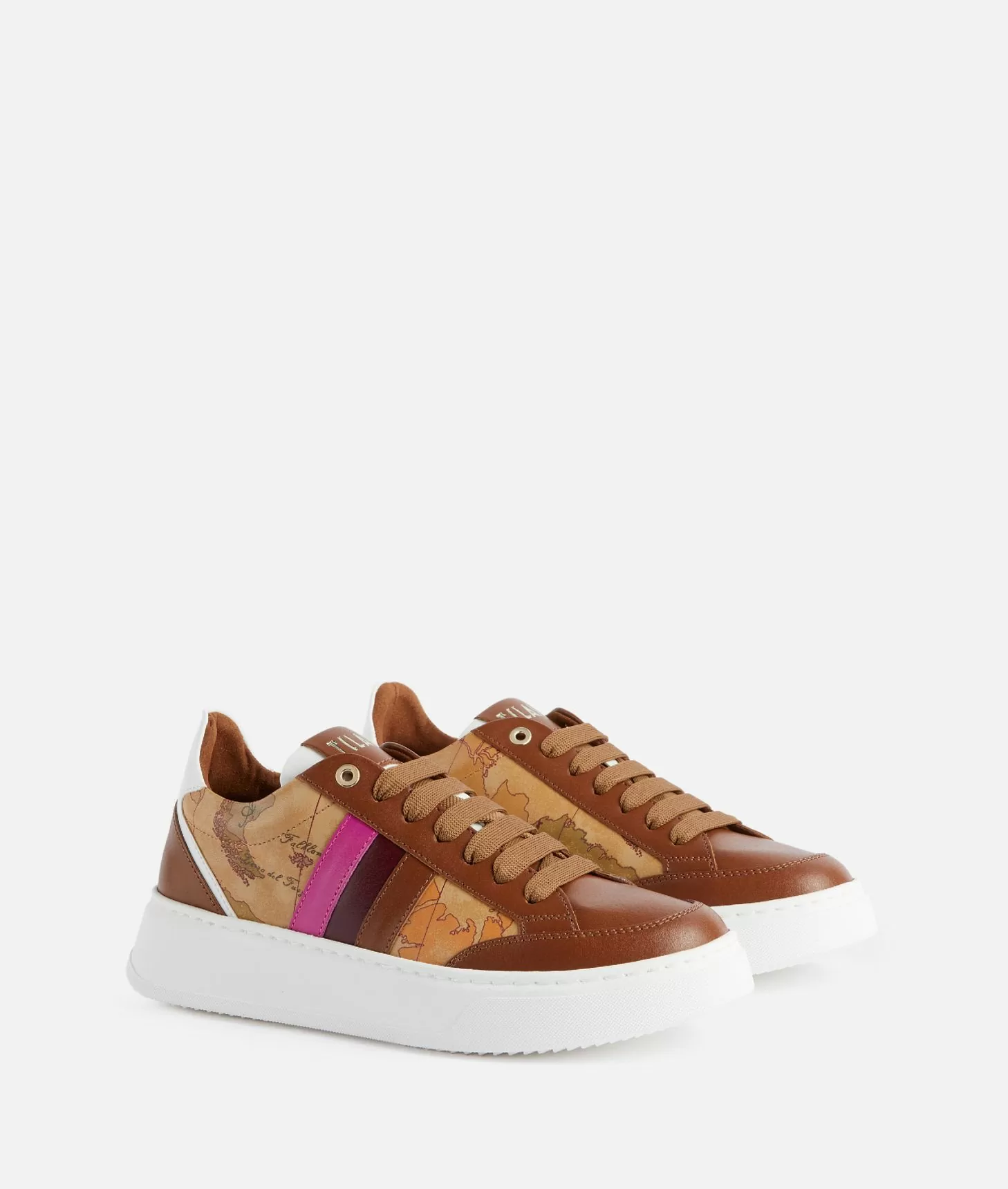 Alviero martini 1a classe Sneakers in pelle liscia con bande laterali Castagna In Linea