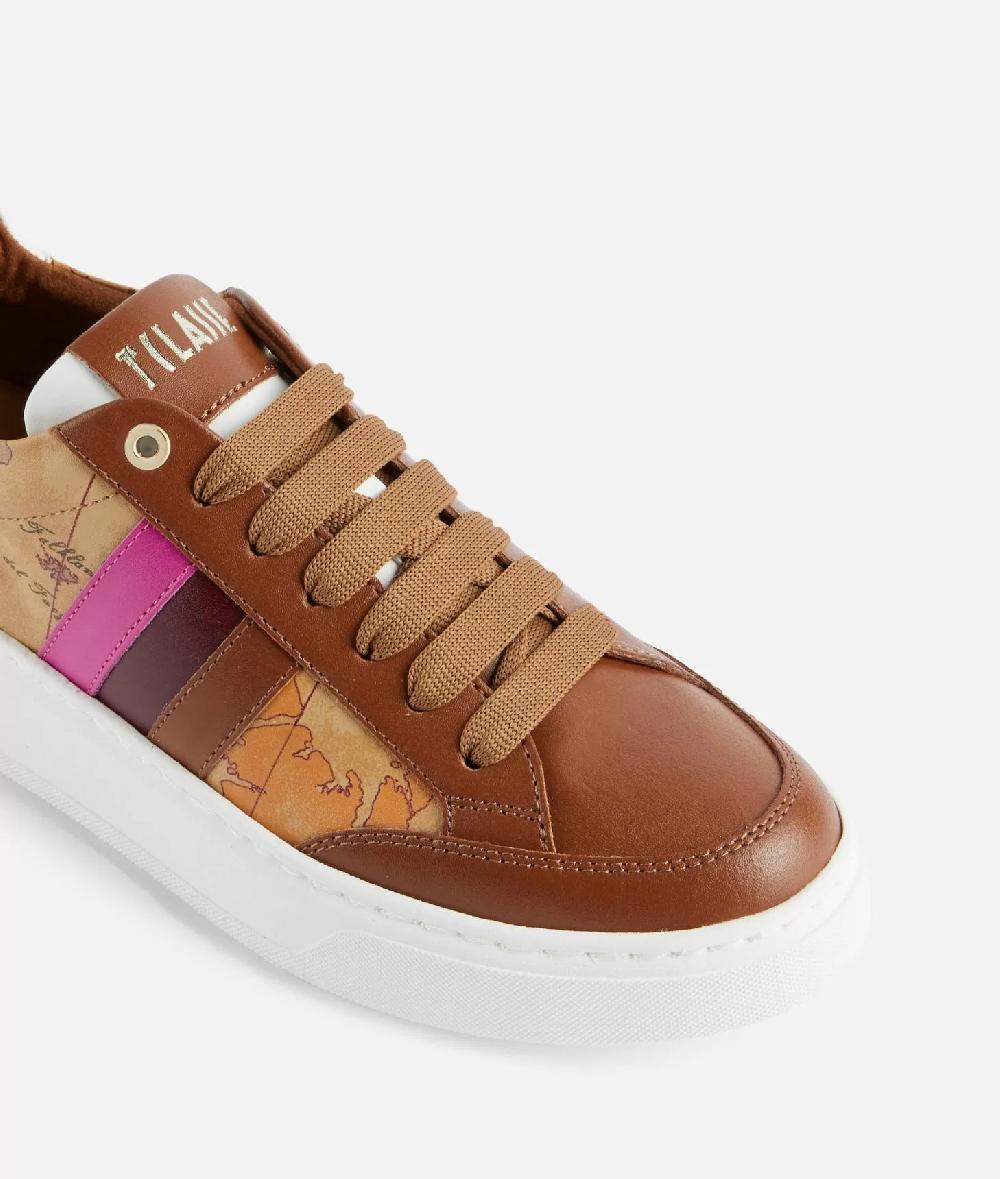 Alviero martini 1a classe Sneakers in pelle liscia con bande laterali Castagna In Linea