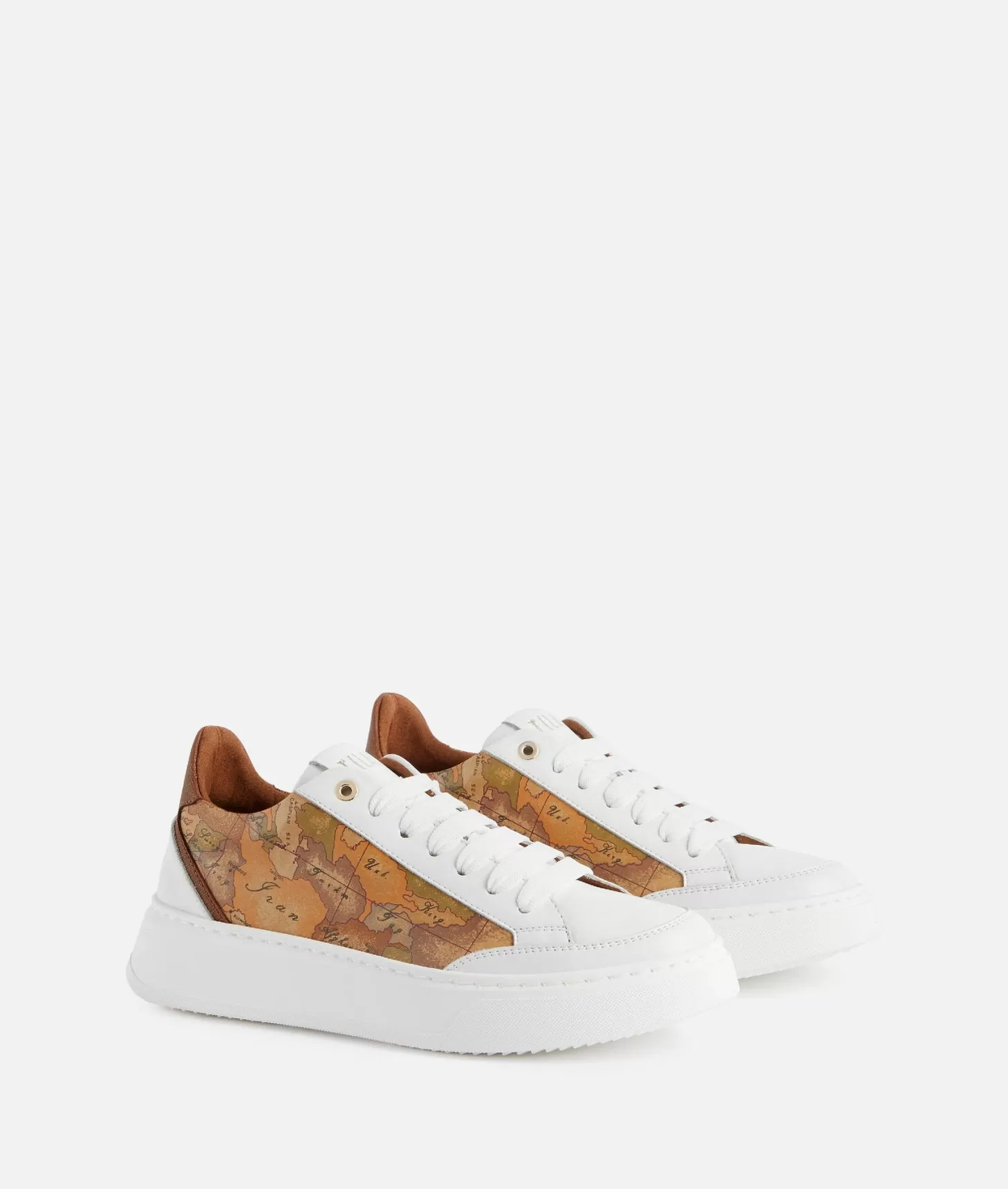 Alviero martini 1a classe Sneakers in pelle liscia con inserti Geo Classic e Saffiano Bianche Nuovo