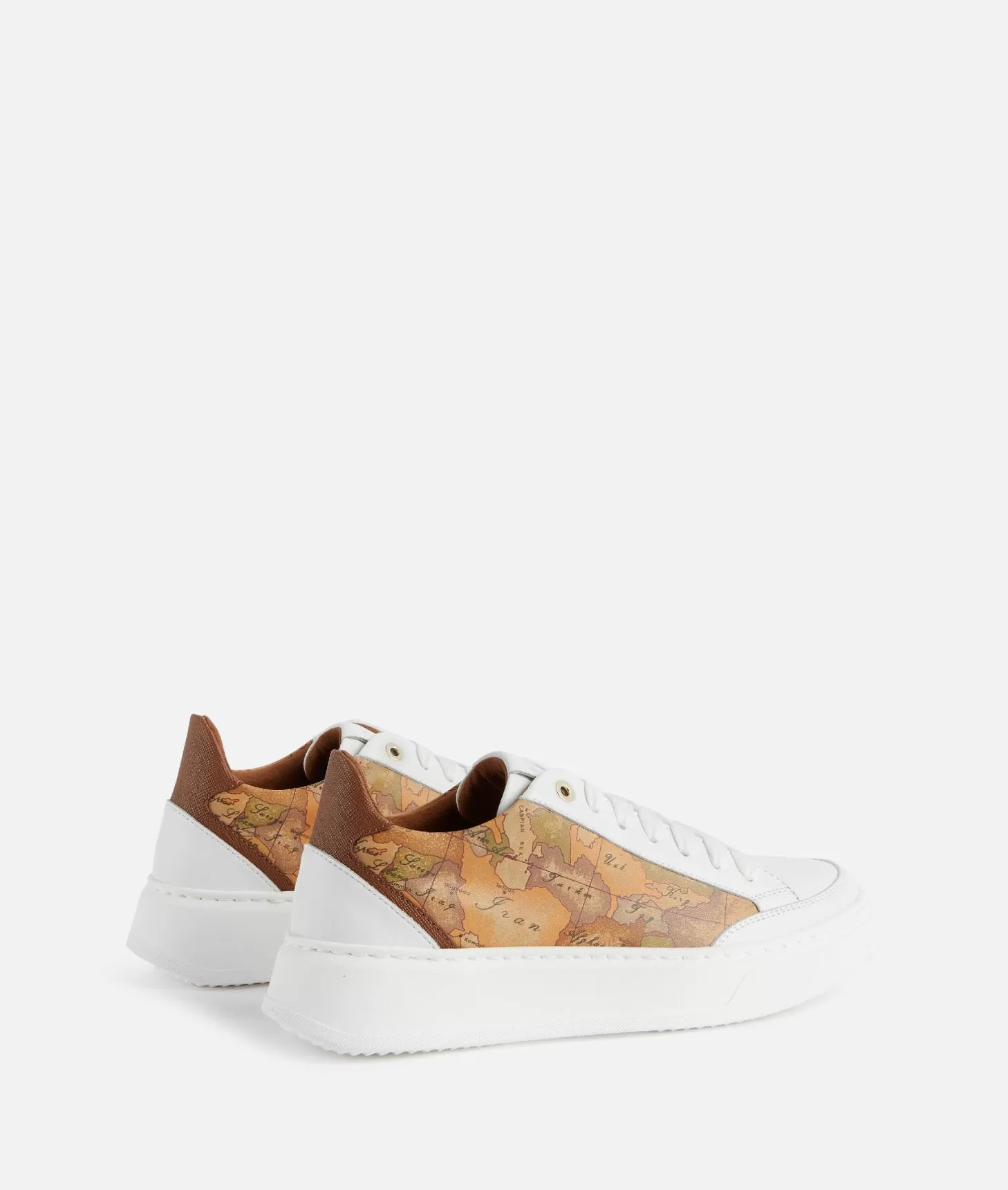 Alviero martini 1a classe Sneakers in pelle liscia con inserti Geo Classic e Saffiano Bianche Nuovo