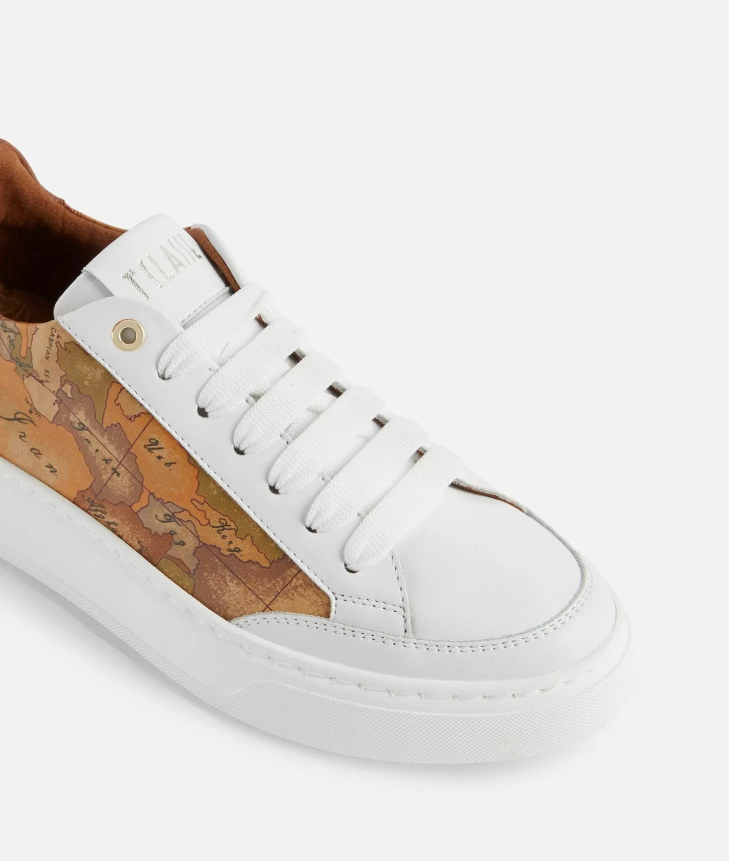 Alviero martini 1a classe Sneakers in pelle liscia con inserti Geo Classic e Saffiano Bianche Nuovo