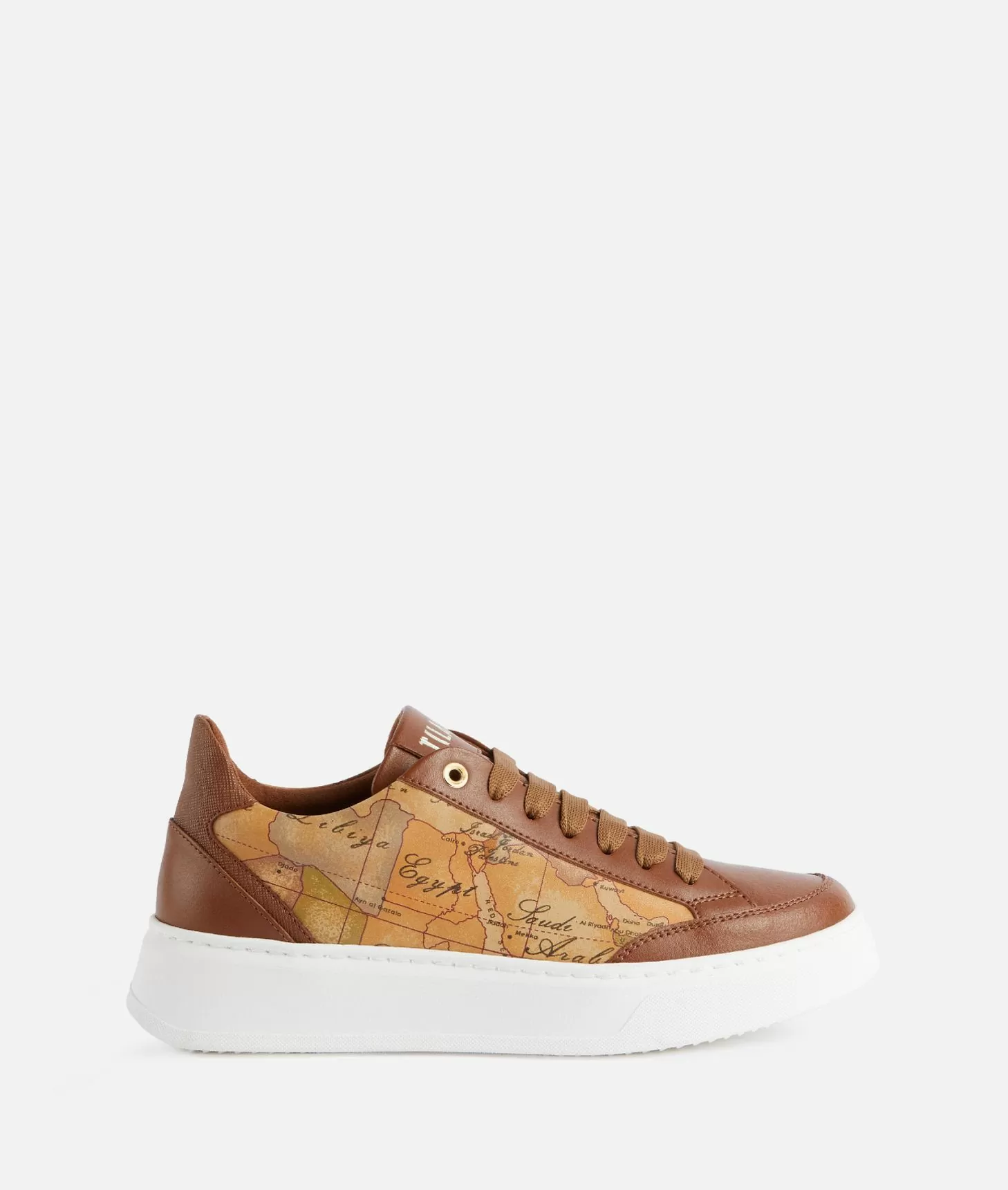 Alviero martini 1a classe Sneakers in pelle liscia con inserti Geo Classic e Saffiano Castagna