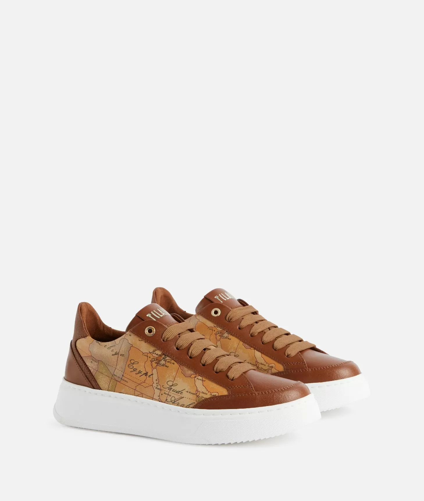 Alviero martini 1a classe Sneakers in pelle liscia con inserti Geo Classic e Saffiano Castagna Qualità