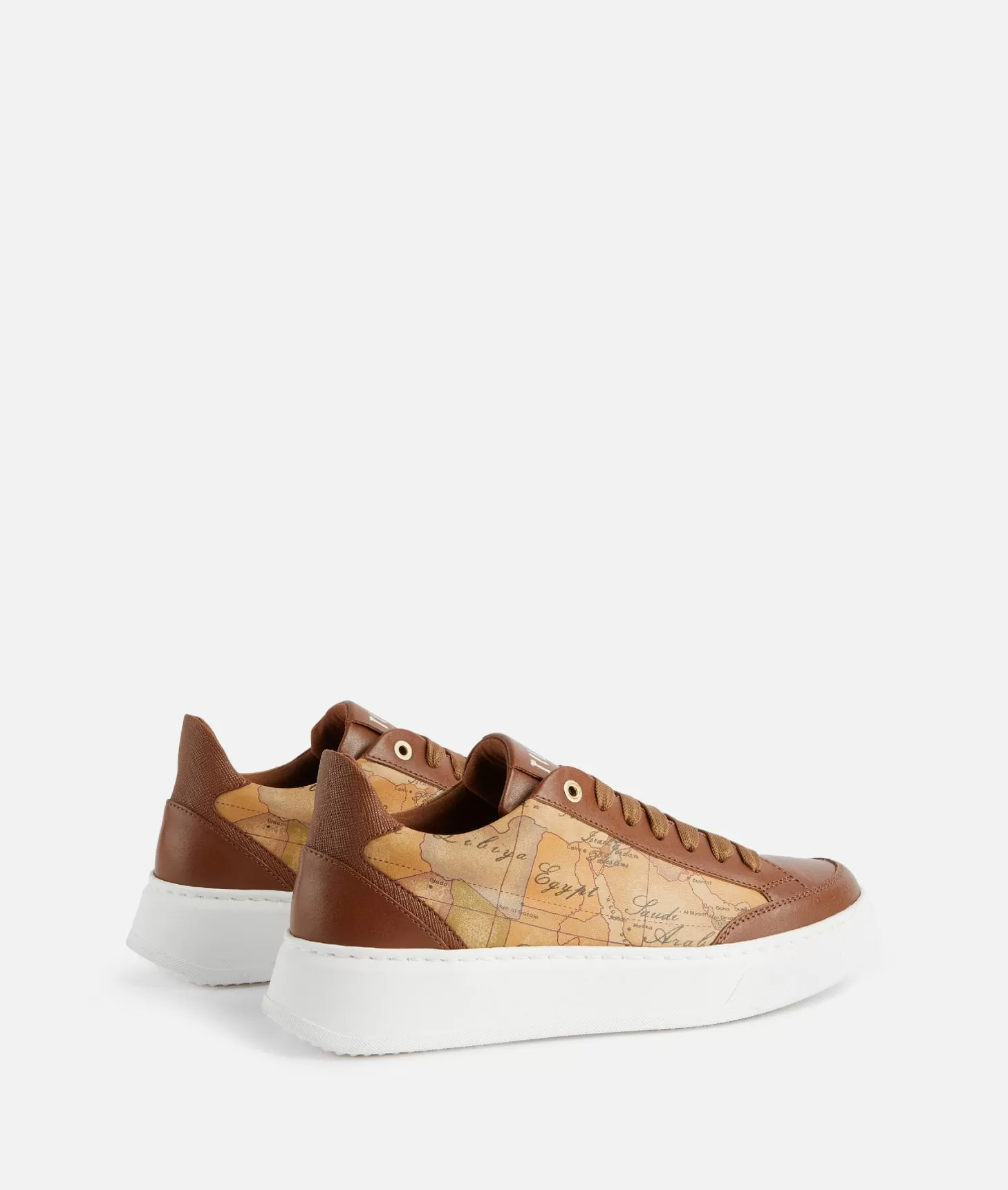 Alviero martini 1a classe Sneakers in pelle liscia con inserti Geo Classic e Saffiano Castagna Qualità