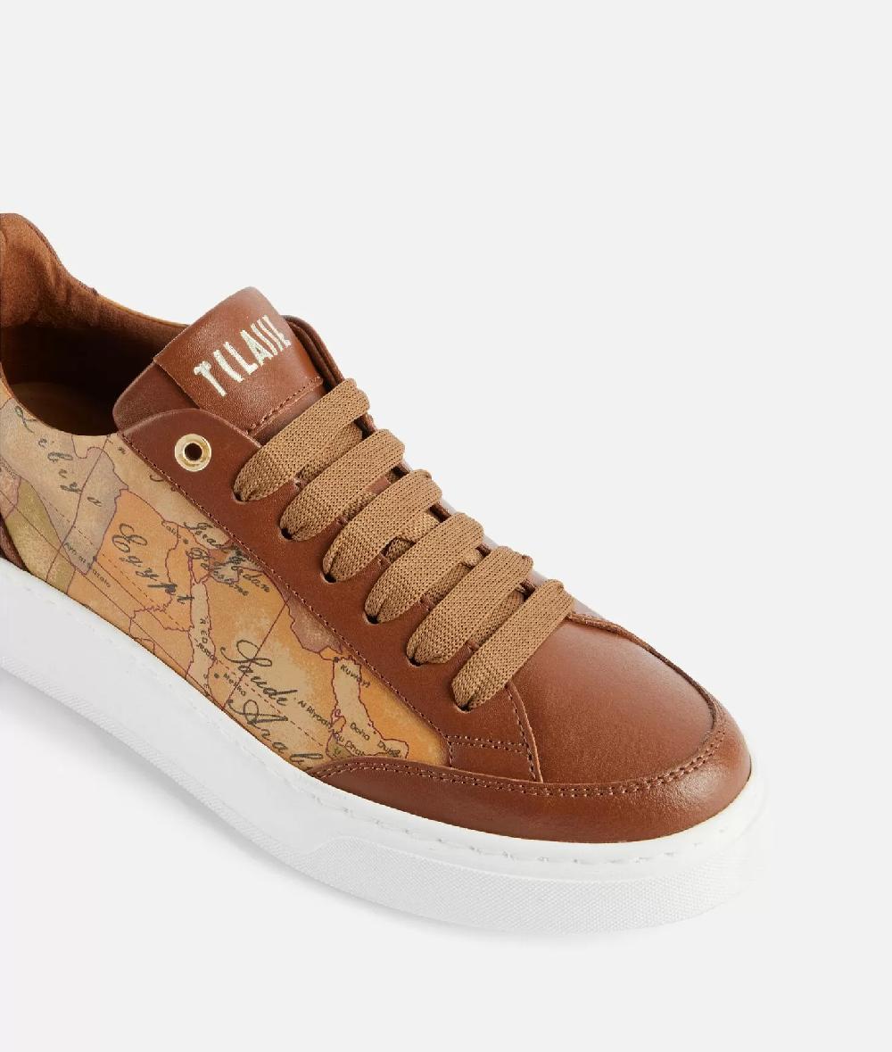 Alviero martini 1a classe Sneakers in pelle liscia con inserti Geo Classic e Saffiano Castagna Qualità