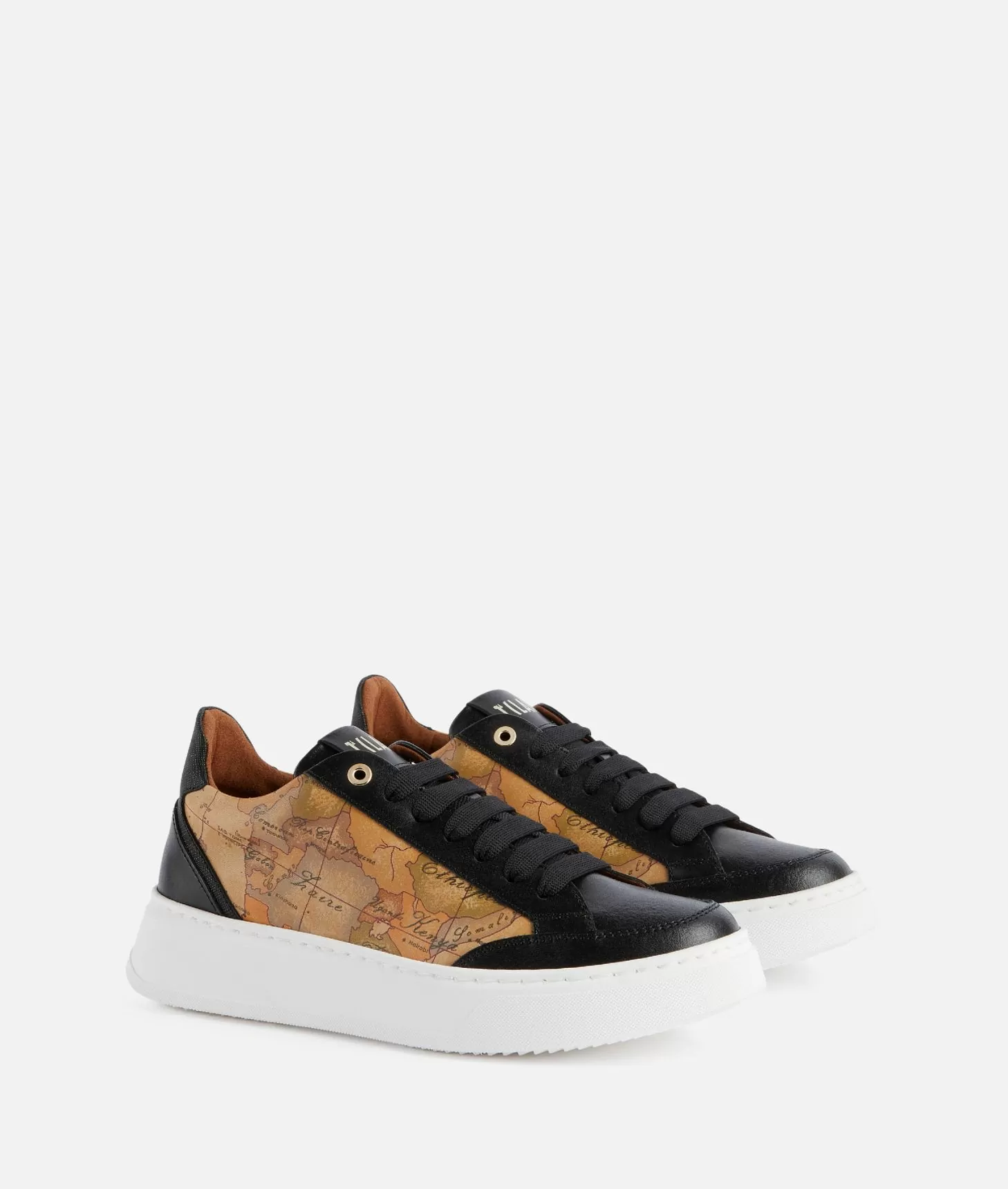Alviero martini 1a classe Sneakers in pelle liscia con inserti Geo Classic e Saffiano Nere Vendita