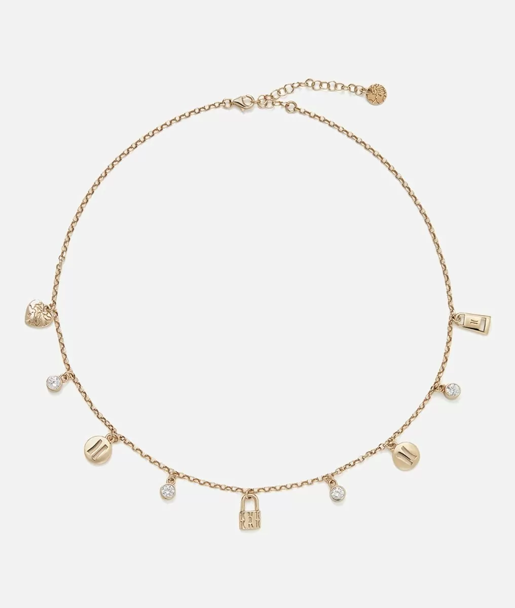 Alviero martini 1a classe Rambla collana in argento con charms bagnata in Oro Giallo