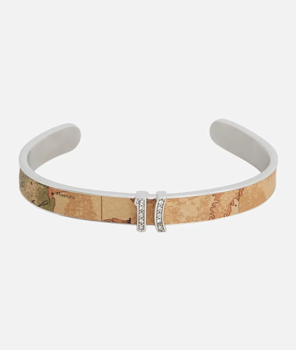 Alviero martini 1a classe Rodeo Drive bracciale rigido con inserti in pelle Geo in Argento