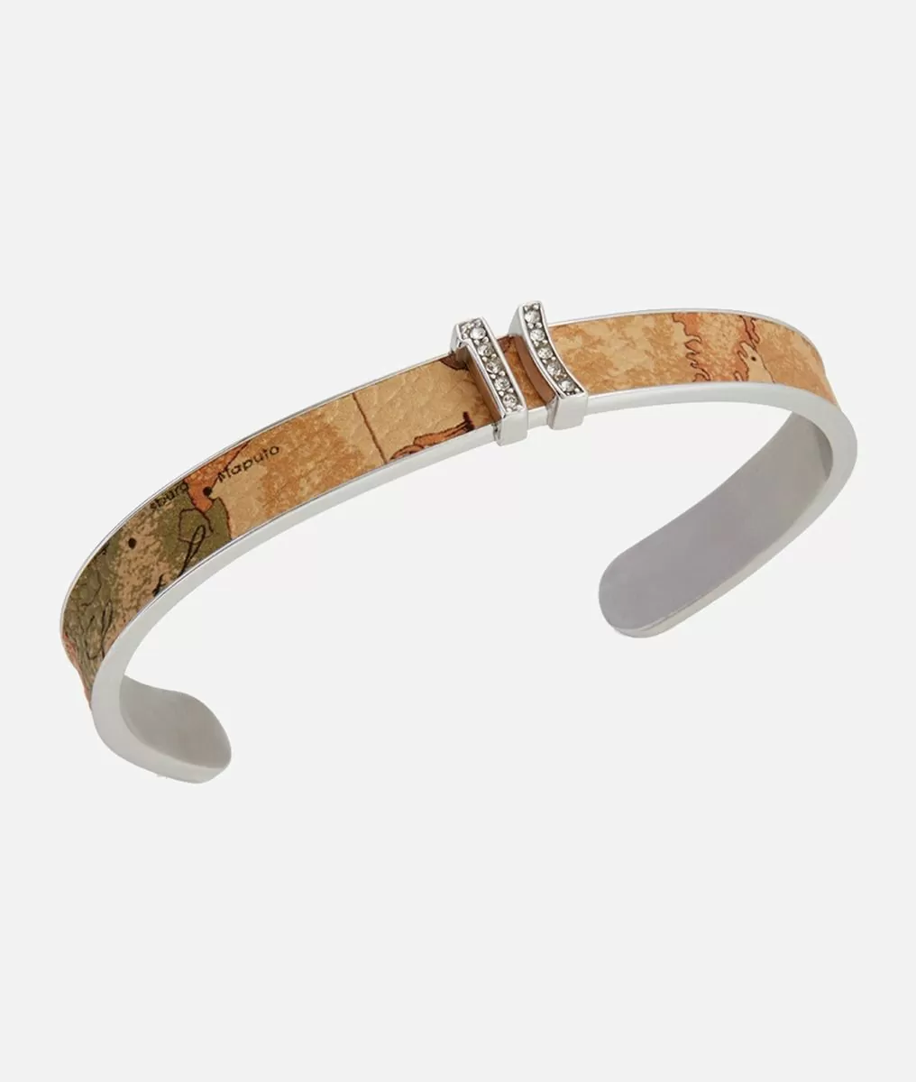 Alviero martini 1a classe Rodeo Drive bracciale rigido con inserti in pelle Geo in Argento Vendite stagionali