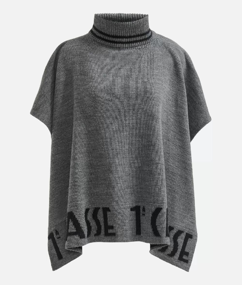 Alviero martini 1a classe Poncho a collo alto con logo Grigio Medio Offerta Anniversario