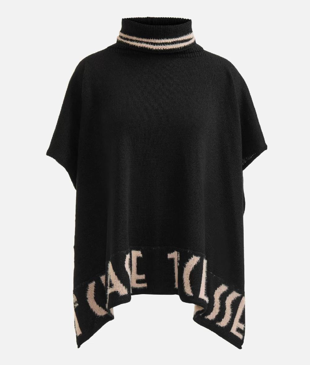 Alviero martini 1a classe Poncho a collo alto con logo Nero Smaltimento dello stoccaggio