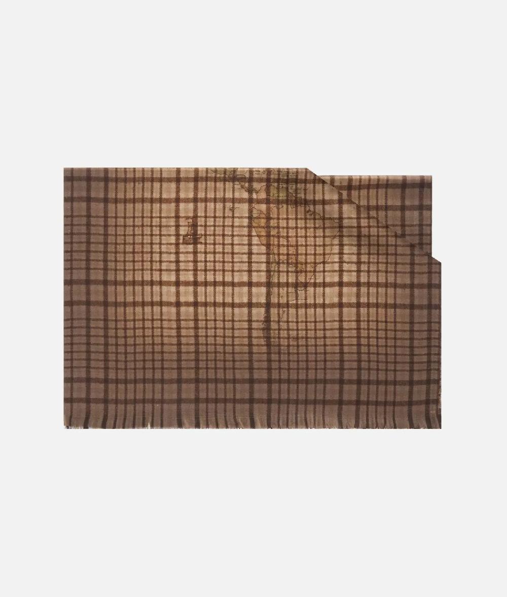 Alviero martini 1a classe Stola Geo Tartan 65x190 Taupe Chiaro