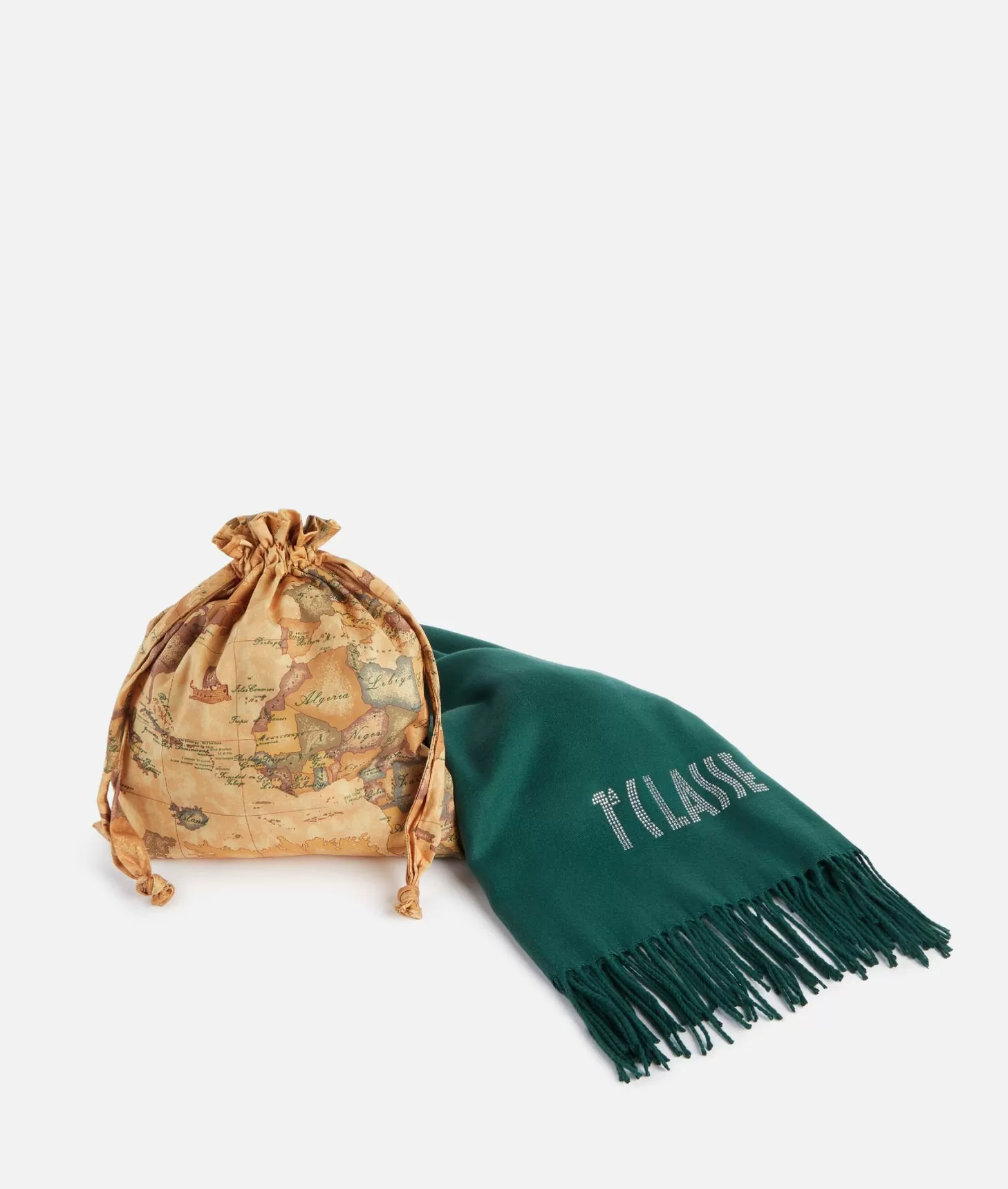 Alviero martini 1a classe Stola con logo in strass 72x175 Verde Bottiglia Fino al 65% di sconto