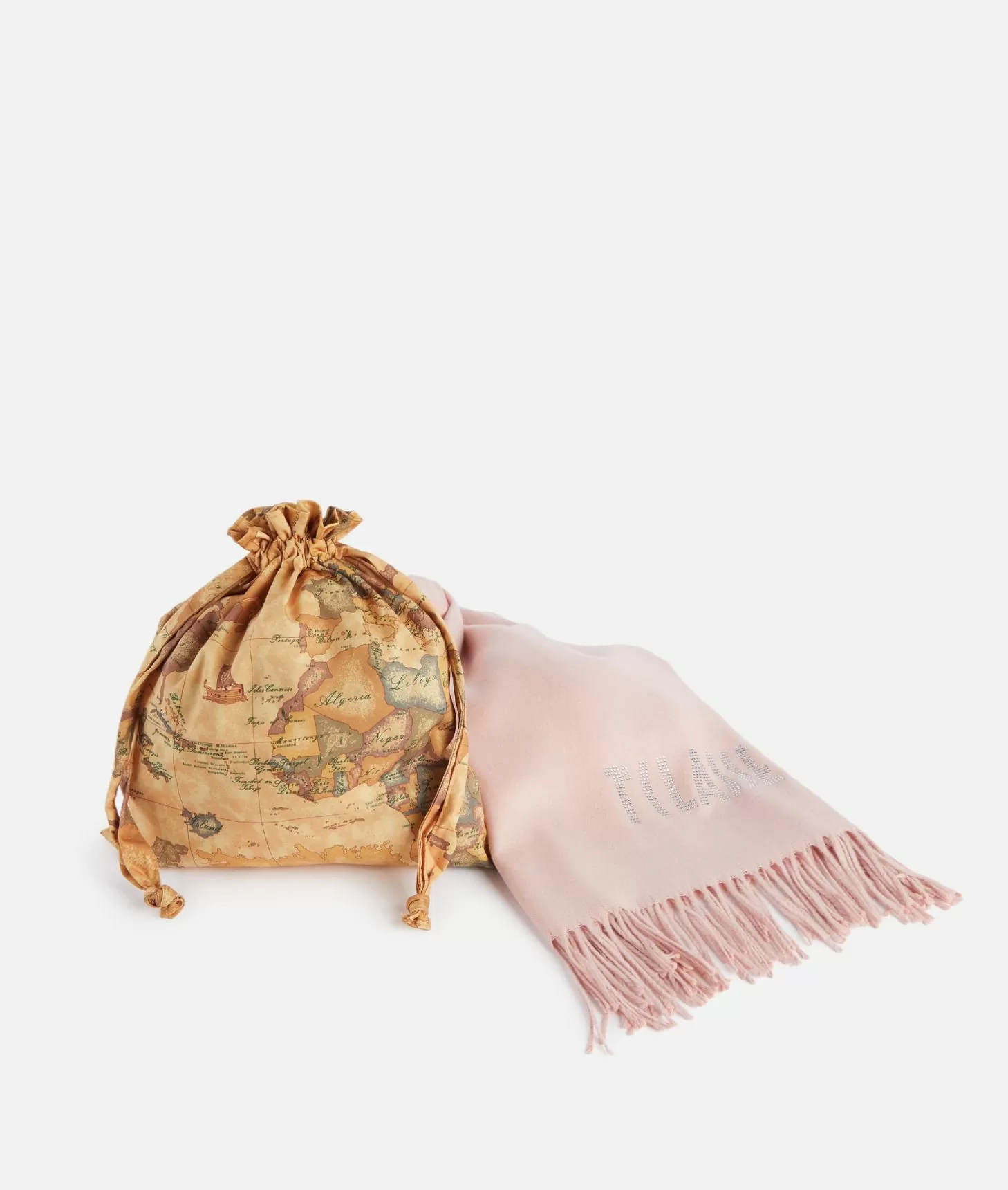 Alviero martini 1a classe Stola con logo in strass 72x175 Rosa Cipria Offerta speciale della fabbrica