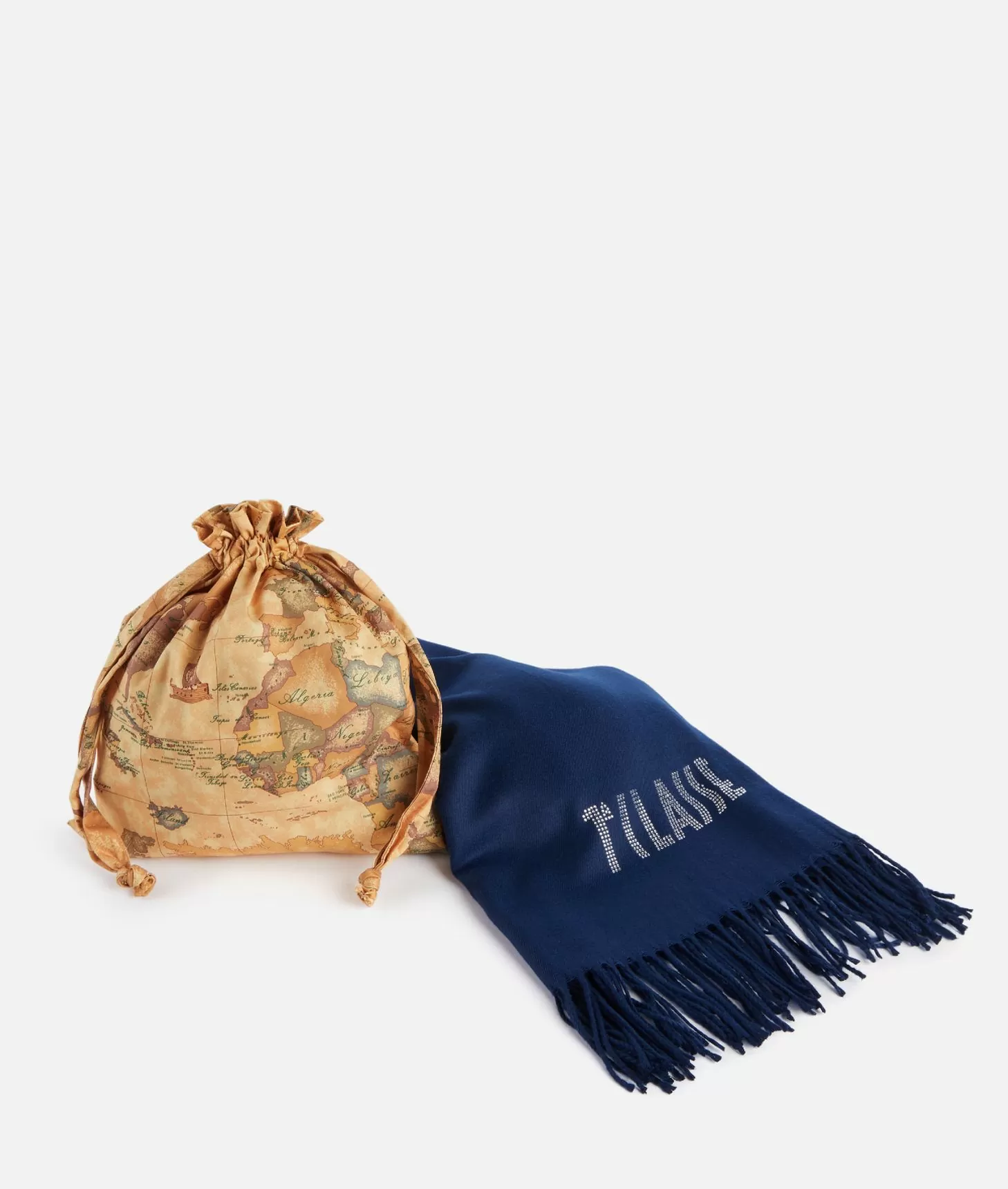 Alviero martini 1a classe Stola con logo in strass 72x175 Blu Navy Fino al 55% di sconto