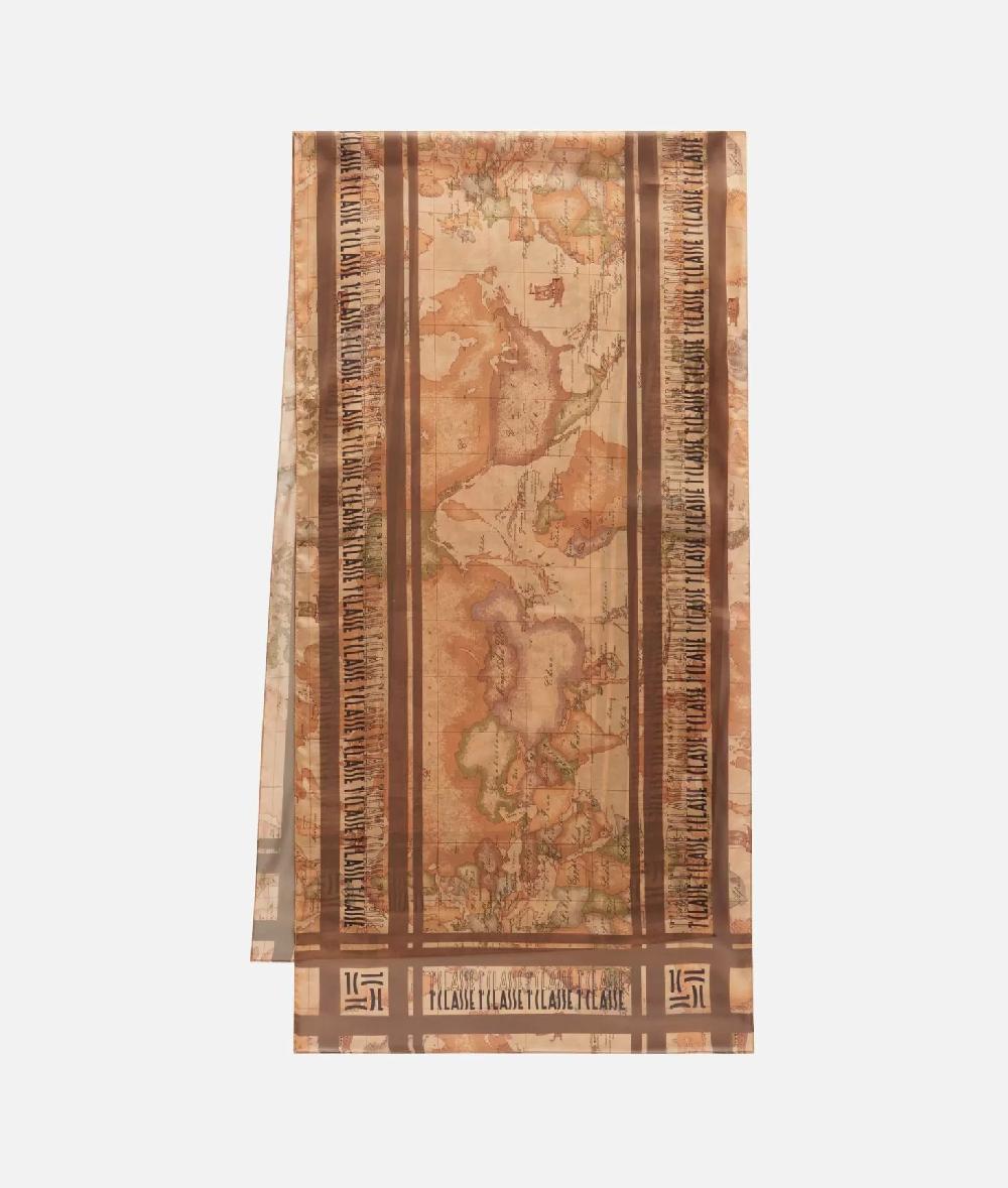 Alviero martini 1a classe Sciarpa con loghi in cornice 48x180 Taupe Scuro Enormi sconti