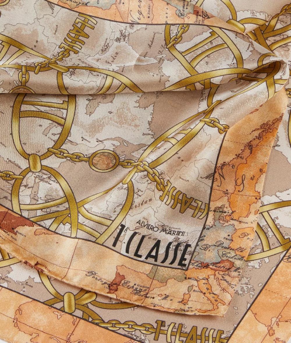 Alviero martini 1a classe Foulard Geo Chain in seta 70x70 Taupe Chiaro Black Friday Prezzi