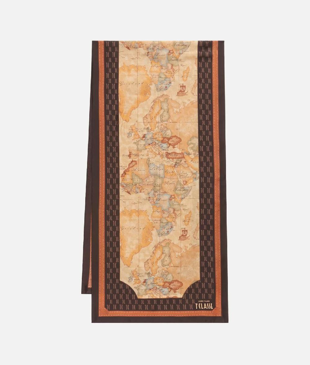 Alviero martini 1a classe Geo Iconic Mix sciarpa in seta 45x180 Cioccolato 50% di sconto per tempo limitato