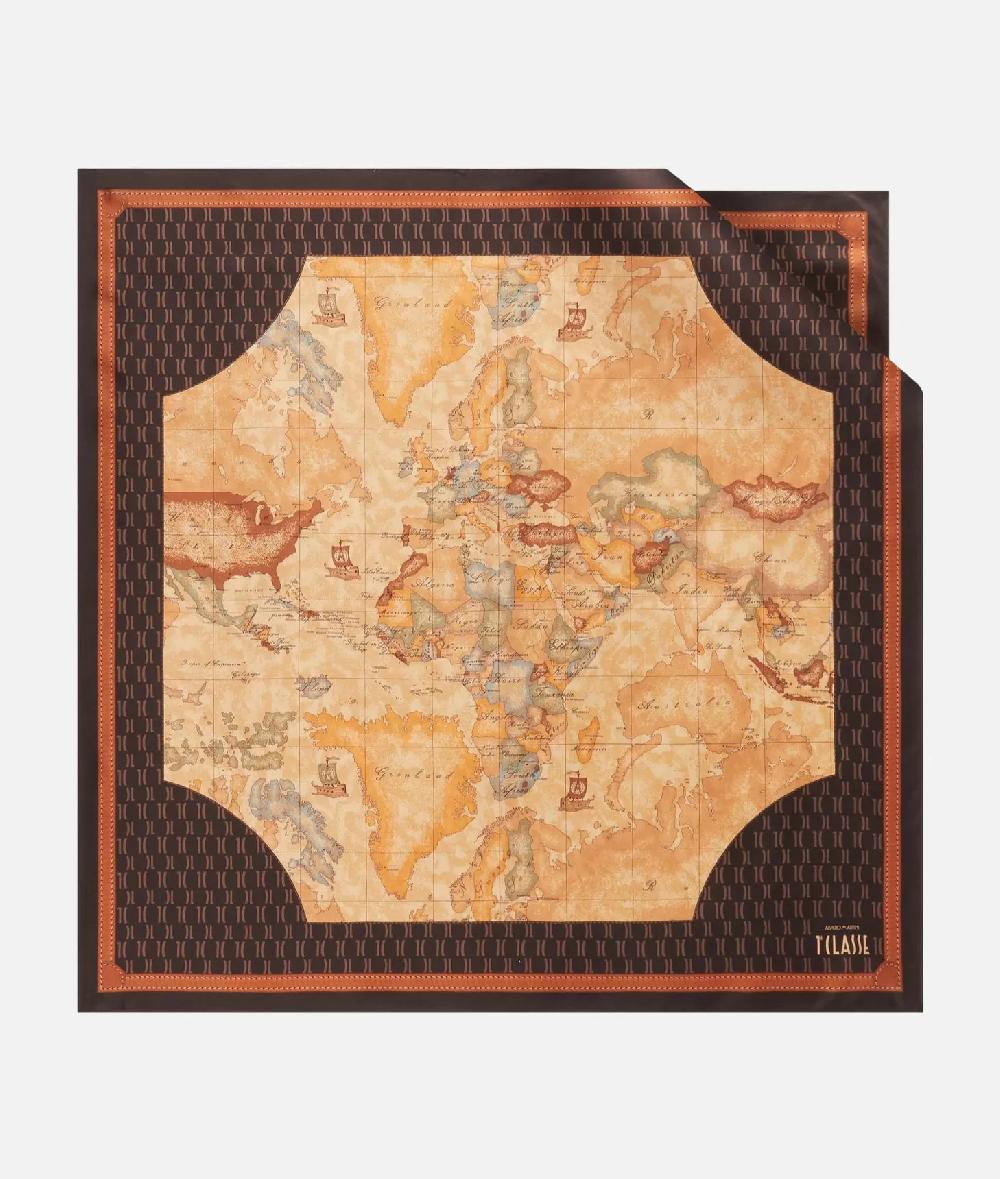 Alviero martini 1a classe Geo Iconic Mix foulard in seta 90x90 Cioccolato