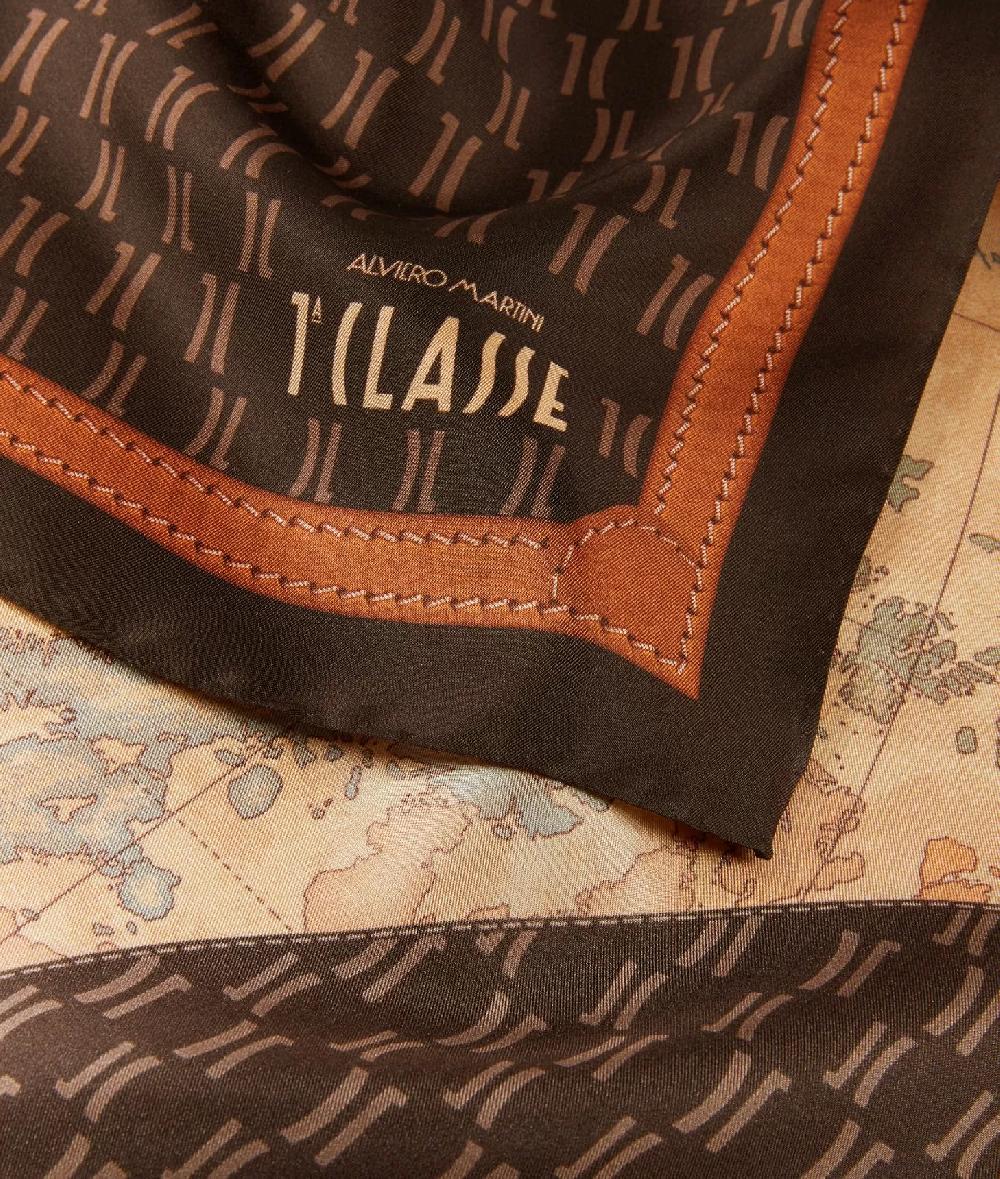 Alviero martini 1a classe Geo Iconic Mix foulard in seta 90x90 Cioccolato Sconti questo mese