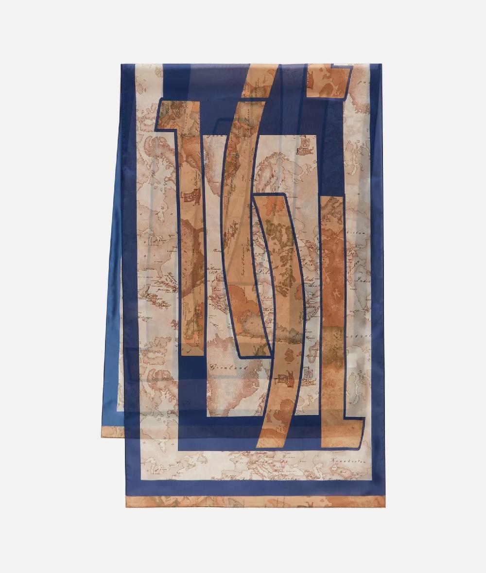 Alviero martini 1a classe Sciarpa con gioiello 1C Mirror 48x150 Blu Navy Pezzi Unici